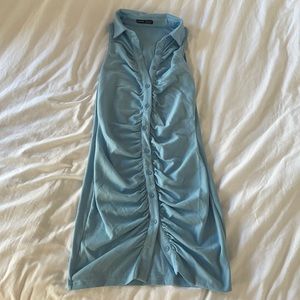 baby blue ruched sleeveless dress